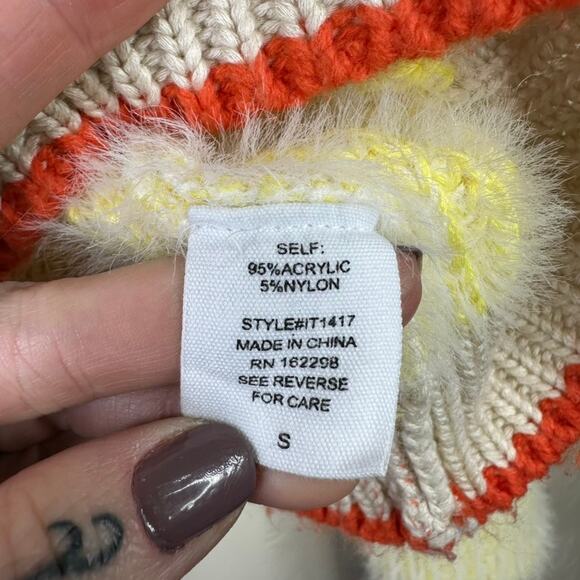 Bucket List Free People Sunbrite Yellow Multi Chunky Knit Turtleneck Sweater - Picture 12 of 12